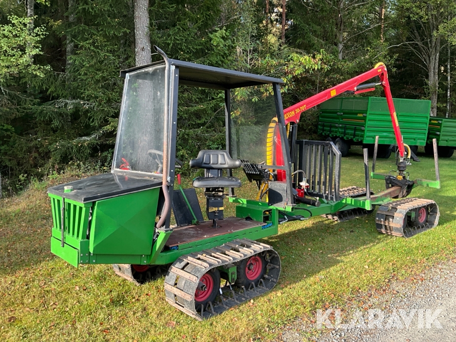 Minilunnare Myreback Tandem-Oxen med kran och grip