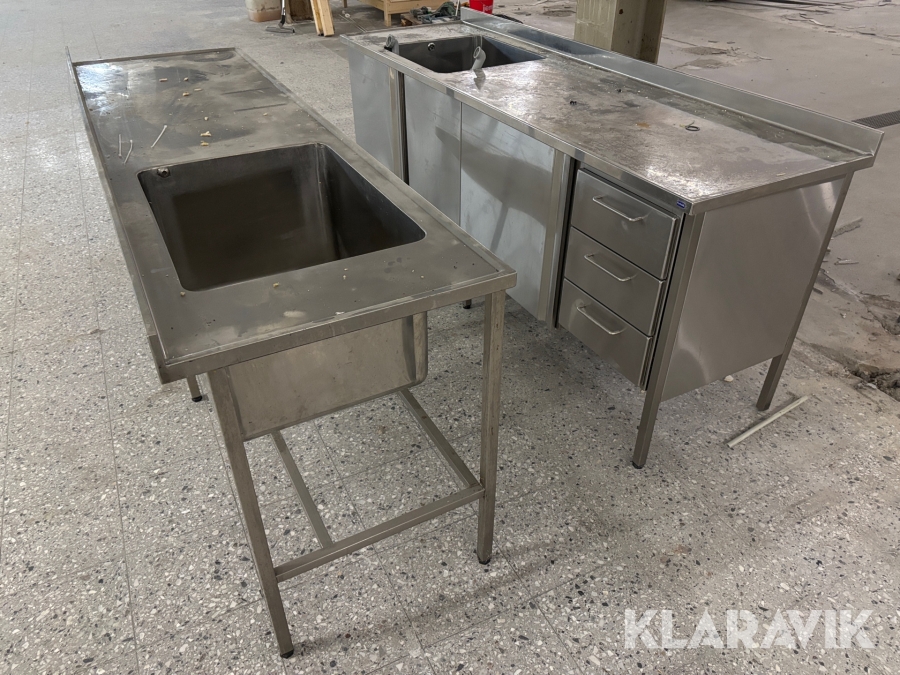 Rostfria diskbänkar 2 st