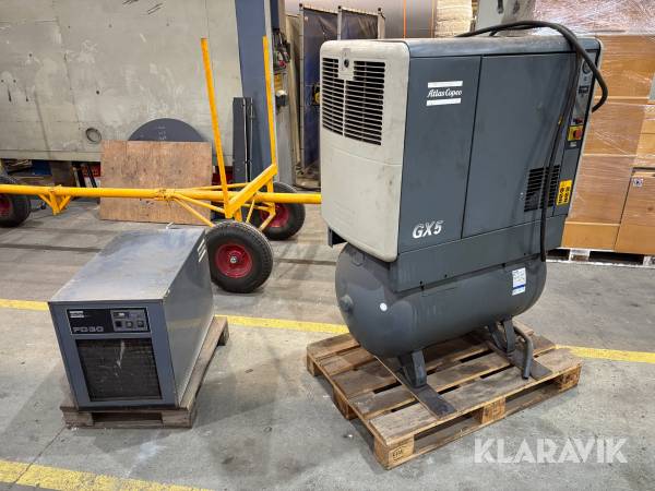 Kompressor Atlas Copco GX5 med lufttork