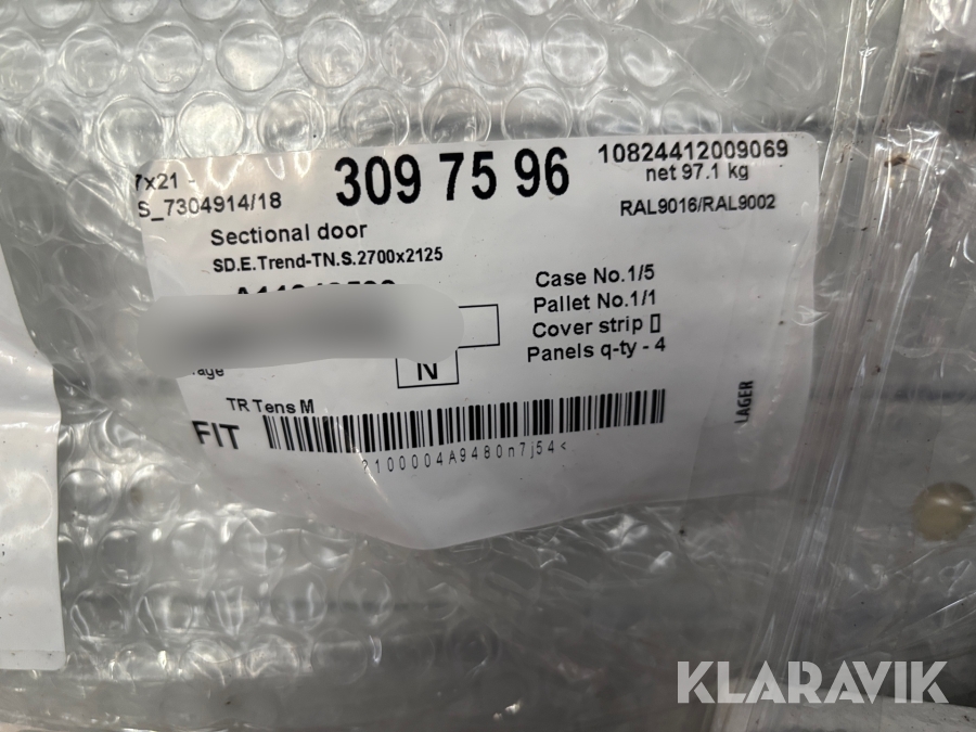 Takskjutport Alutech Trend inklusive motordrift.