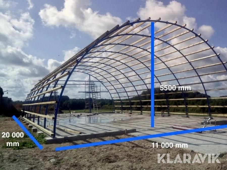 Stålstomme för rundbågehall 20x11 m (Ny)