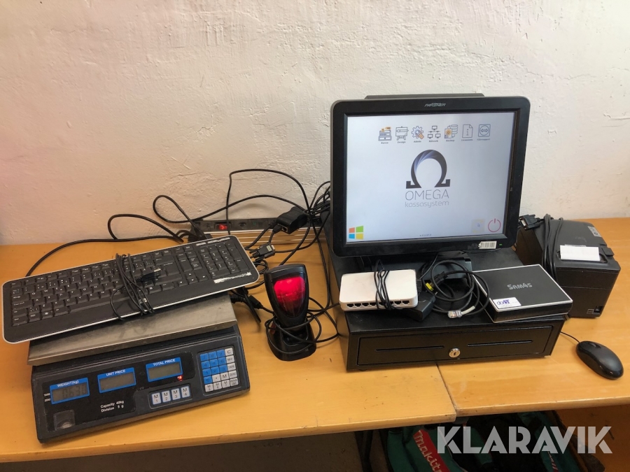 Kassaregister Partner Tech SP-600-A med kortterminal, skrivare, scanner och våg