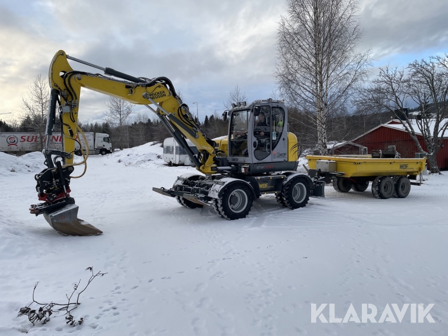 Hjulgrävare Wacker Neuson EW100 med vagn och redskap