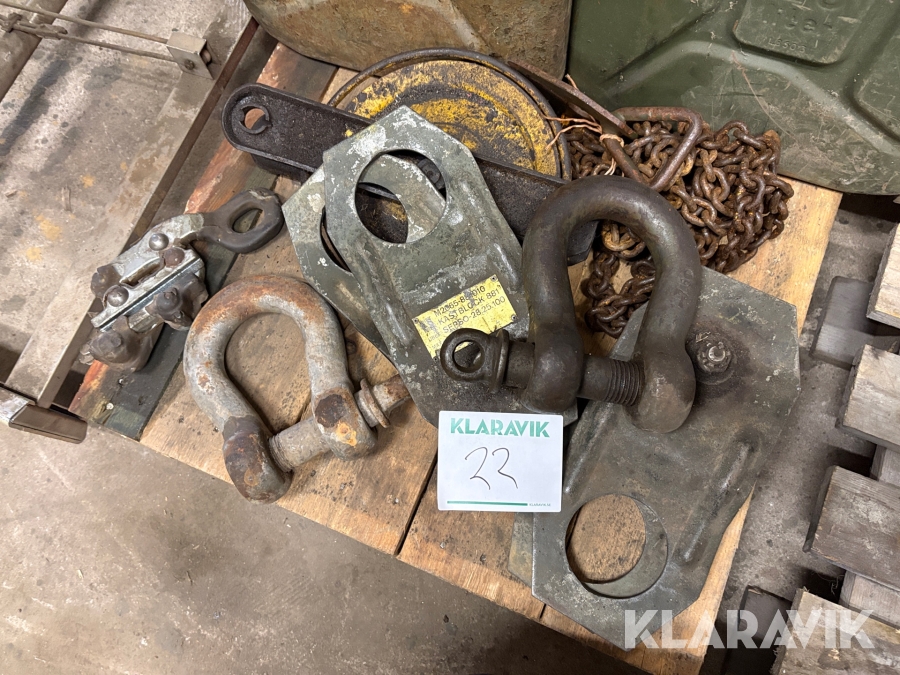 Kastblock, schacklar och kätting 1st pall