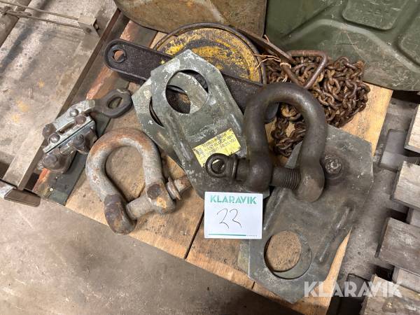 Kastblock, schacklar och kätting 1st pall