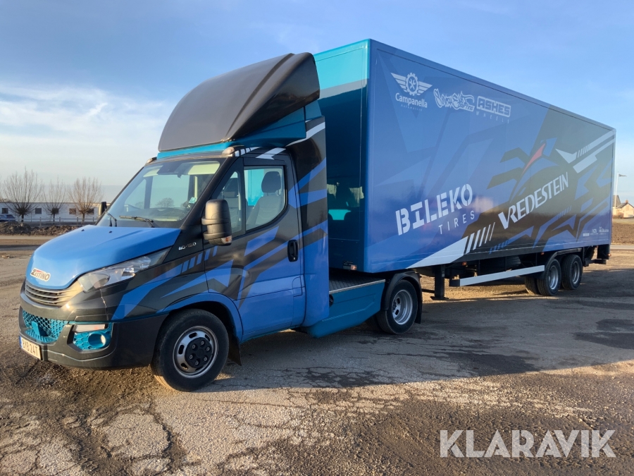 Dragbil Iveco 40C18 med skåptrailer