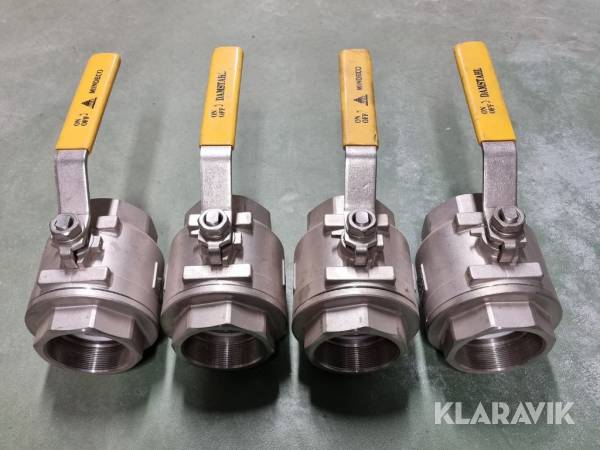 Kulventiler rostfria 2st 1 1/2" 4st 3"