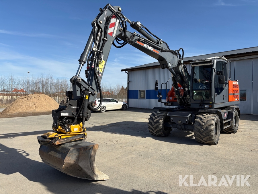 Grävmaskin Atlas 160W med tiltrotator och skopa