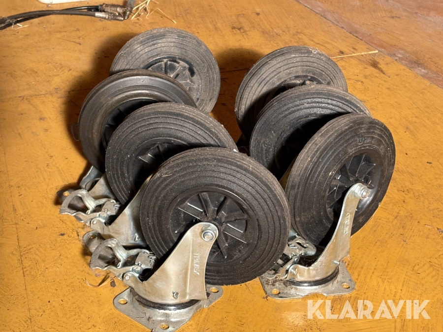 Länkhjul 7st, svängbara och låsbara