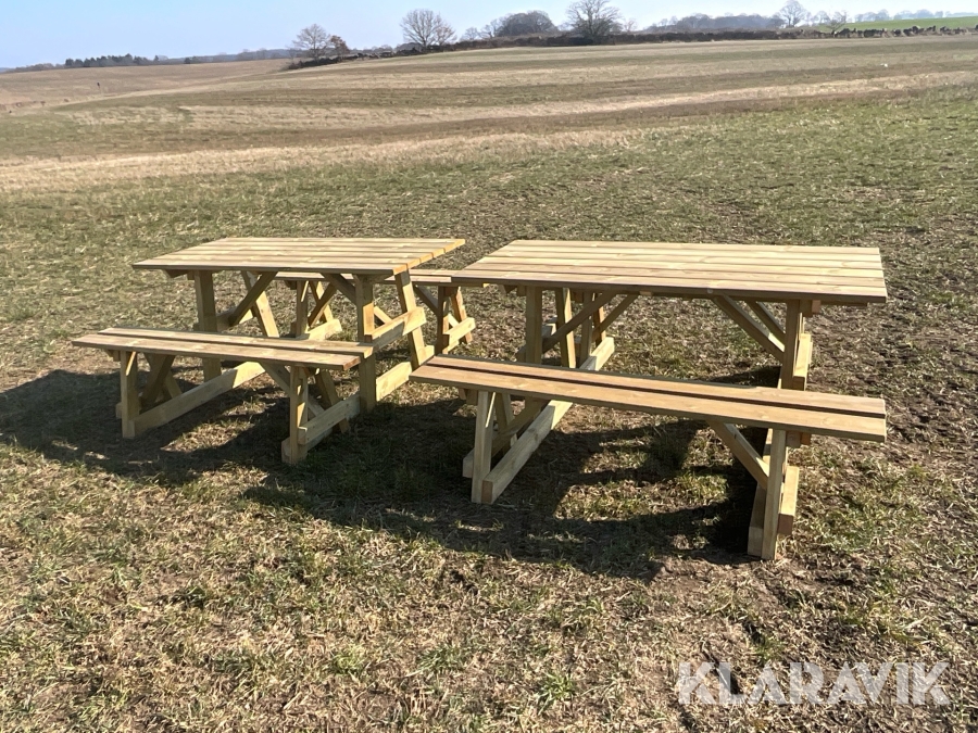 Picknickbänk med fasta sitsar 2 st