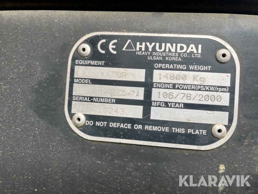 Grävmaskin Hyundai Robex 140LCD-7A
