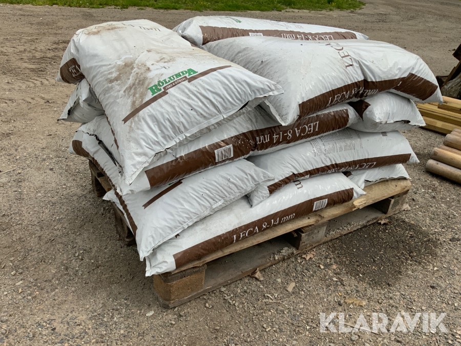 Säckar med leca Rölunda 40liter 8-14mm 12st