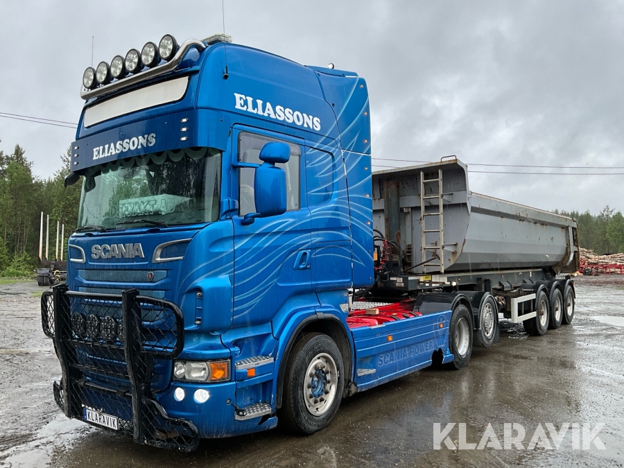 Dragbil Scania R730 med tipptrailer