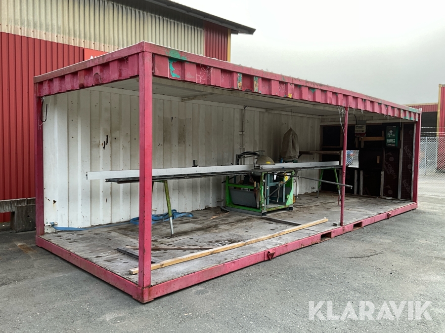 Sågcontainer med ahlmsåg och spånsug