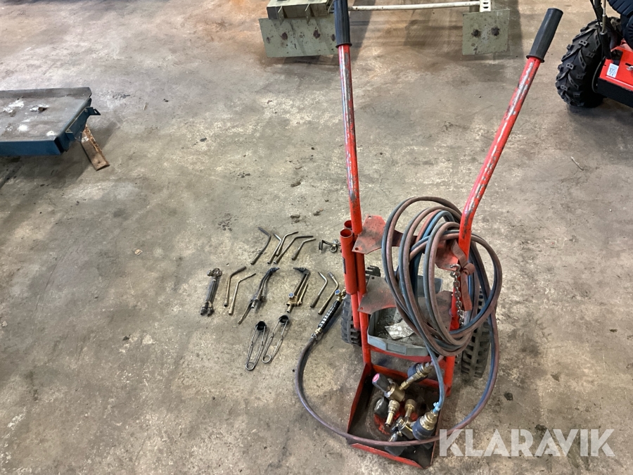 Gassvetsutrustning AGA slang, regulator, vagn, munstycken