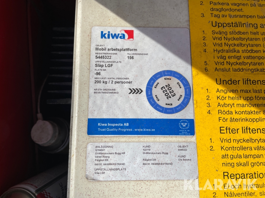 Släpvagnslift Denka Lift TH 135 15m