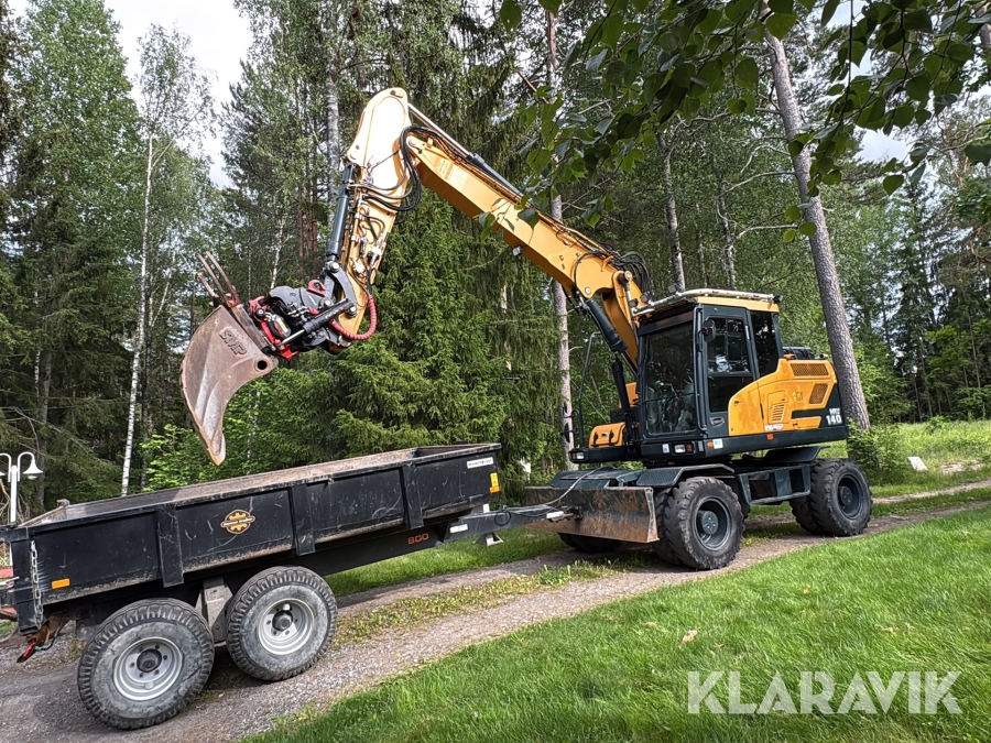 Grävmaskin Hyundai HW140 med Palmse vagn och redskap