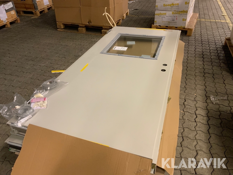 Ståldörr Daloc Grå med fönster, vänster 2 stycken 10x22