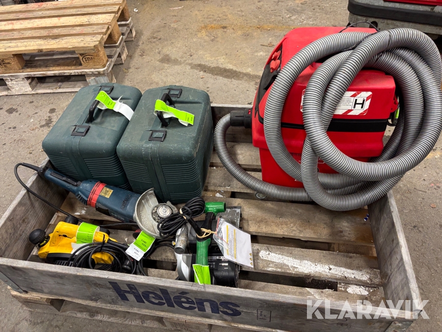 Parti med byggmaskiner Hitachi, Bosch, DeWalt. & Pullman