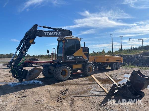 Hjulgrävare Volvo EWR150E med GPS, vagn & redskap