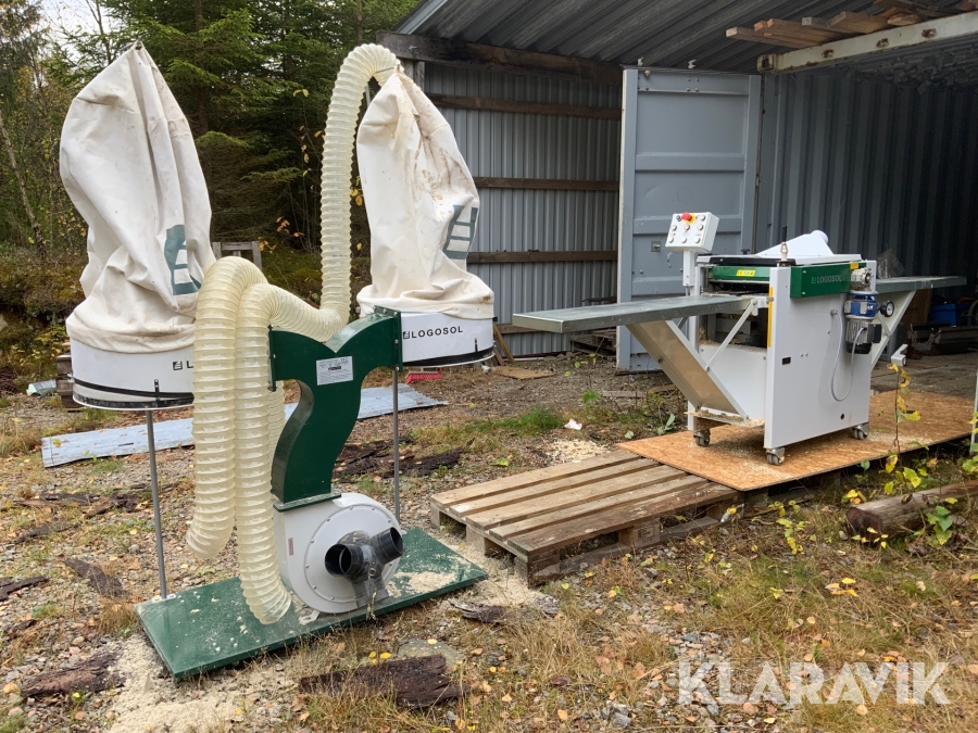 Tvåkutterhyvel, duohyvel Logosol DH 410 + spånsug , variabel matning