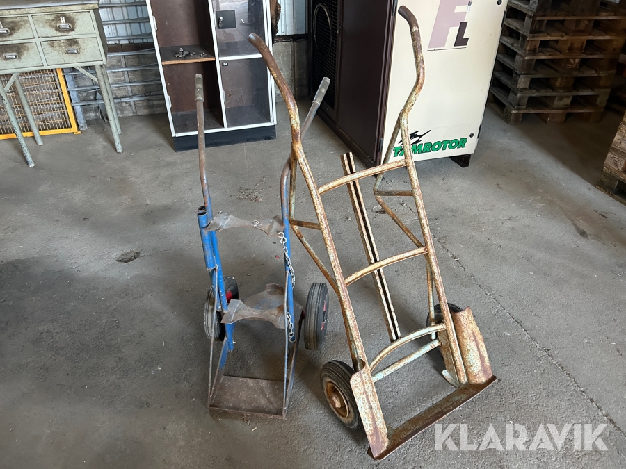 Gassvetskärra 1 st och 1 st säckkärra  