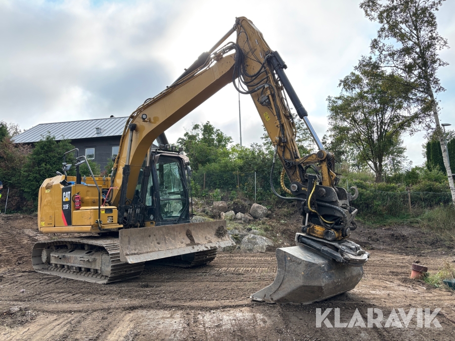 Grävmaskin CAT 313FL med tiltrotator & skopa