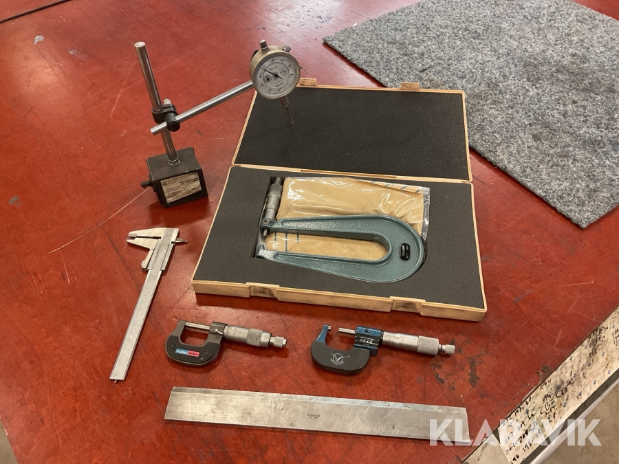 Micrometer, skjutmått och indikatorklocka Mitutoyo 0-1