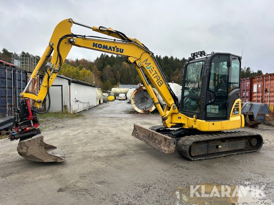 Grävmaskin Komatsu PC55MR med rotator med grip & 3 skopor