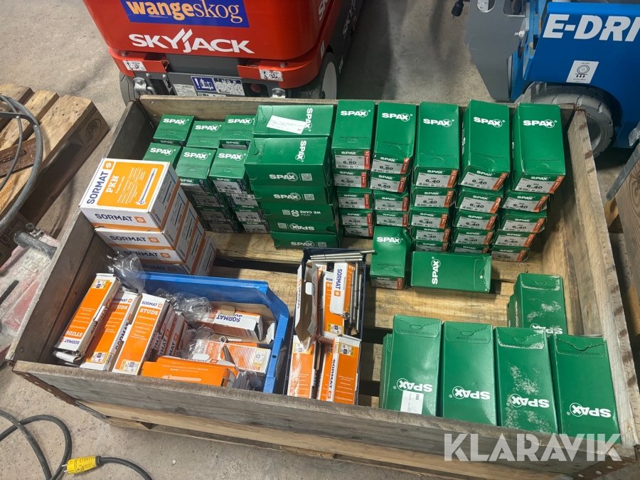 Parti skruv, ankarstänger, expanderspik Spax / Sormat