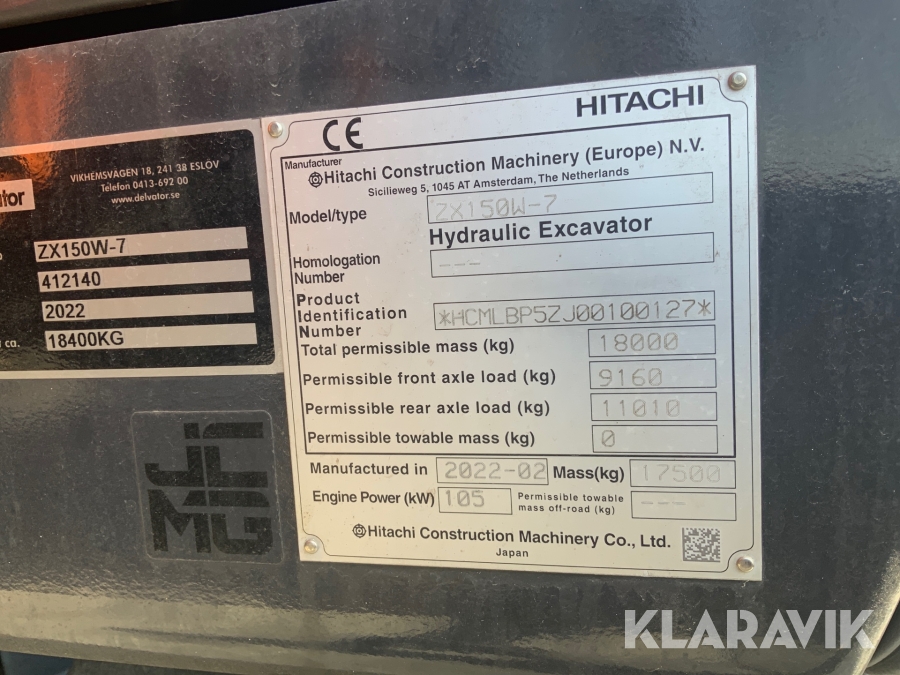 Grävmaskin Hitachi Zx150W-7 gps/tilt/kärra och redskap