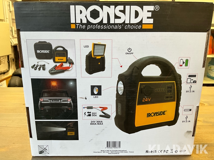 Hjälpstart bateribooster Ironside 30000mAh 3-in-1