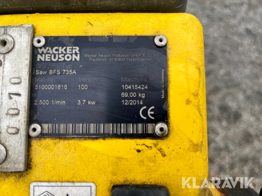 Asfaltsåg Wacker Neuson BFS 735A reparationsobjekt