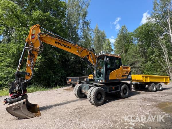 Grävmaskin Hyundai HW140 med GPS, tippvagn och 4 redskap