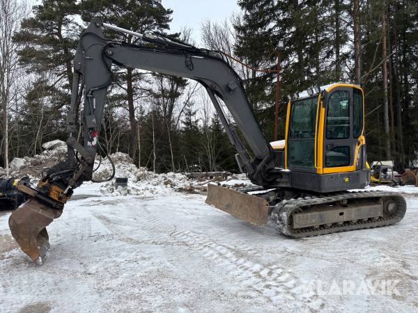 Grävmaskin Volvo ECR88 med Leica 2D, tiltrotator och redskap