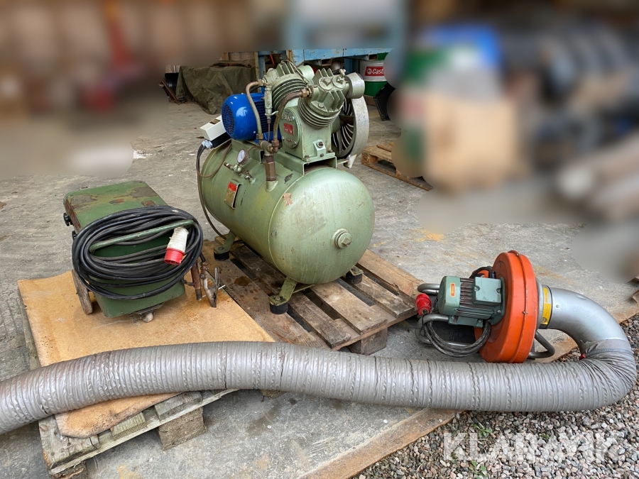 Svets, kompressor och utsugsfläkt