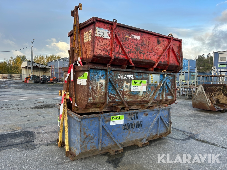 Materialbaskar Starke Arvid 2600 liter / 2500 kg med kroktorn, 3st