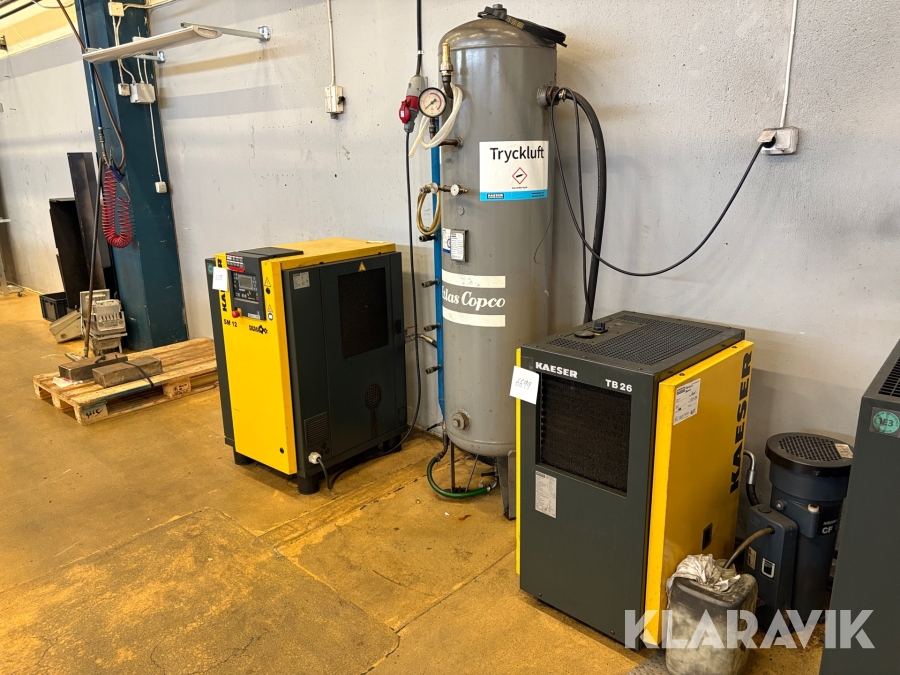 Kompressor Kaeser SM12 anläggning med Kyltork & tank