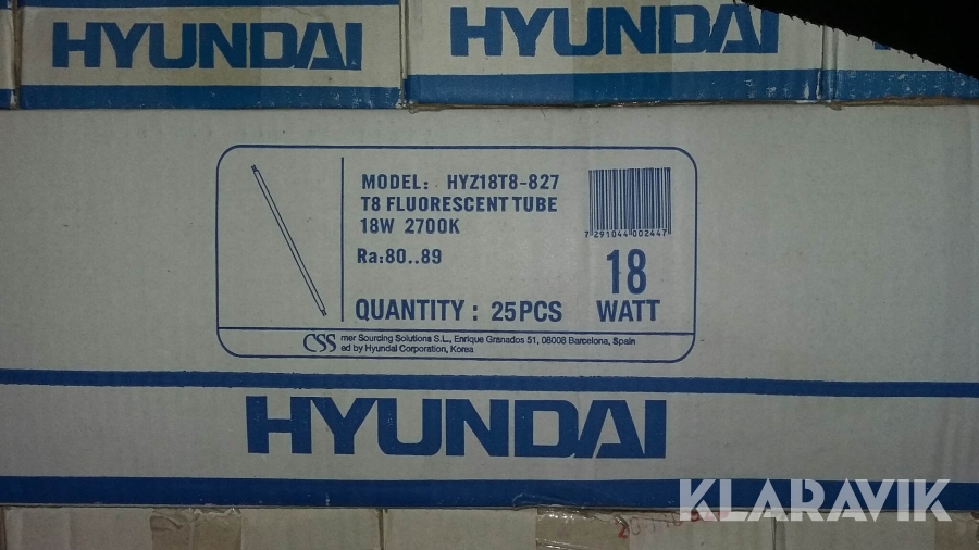 250st Lysrör 58W 2700K / 18W 3000K Hyundai HYZ58T8-827 / HYZ18T8-827