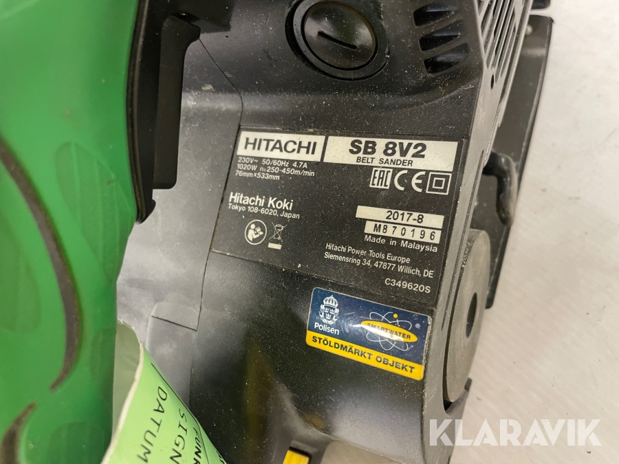 Bandslipsmaskin Hitachi SB8V2, Svalöv, Klaravik auktioner
