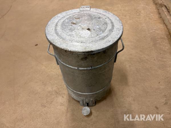 Galvad soptunna med lock