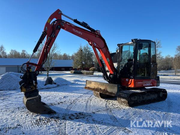 Grävmaskin Kubota KX060-5 med tiltrotator och en skopa