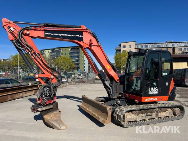 Bandgrävare Kubota KX080-4 Med redskap