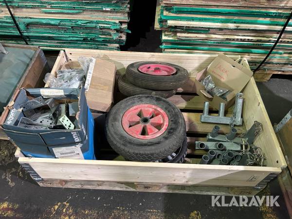 Parti blandade beslag, hjul och tillbehör