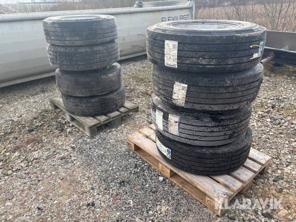 Släpvagnshjul med fälg Auston / Hankook 285/70 R 19,5 - Totalt 8st