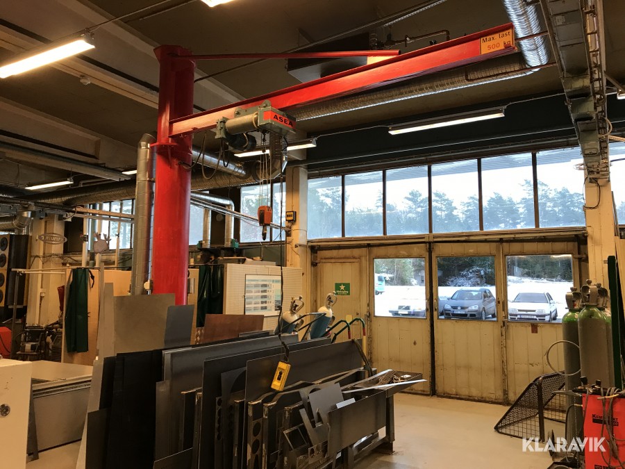 Pelarsvängkran med telfer och Asea vinsch