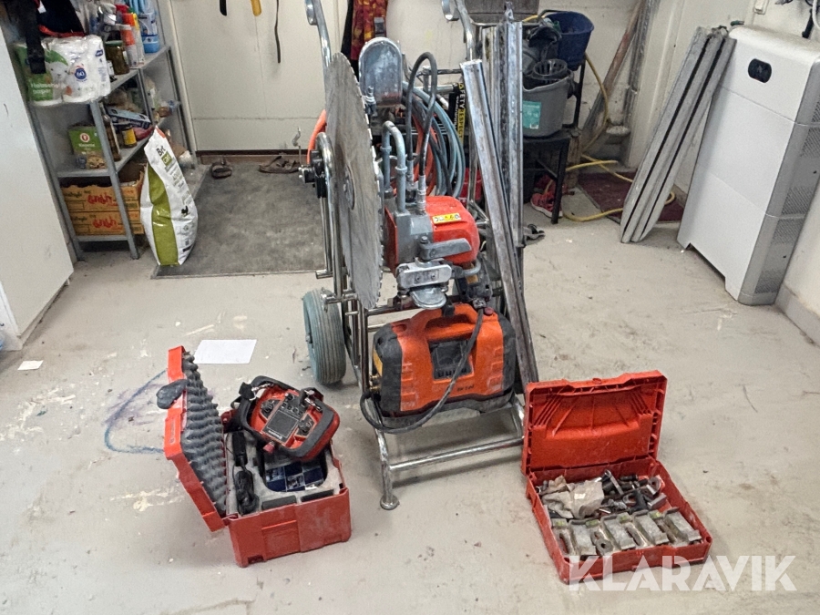 Väggsåg inkl vagn & kraftpaket Husqvarna Ws 220 samt tillbehör