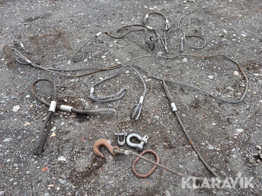 Stålvajrar diverse storlek, längd och lyftkapacitet 7st