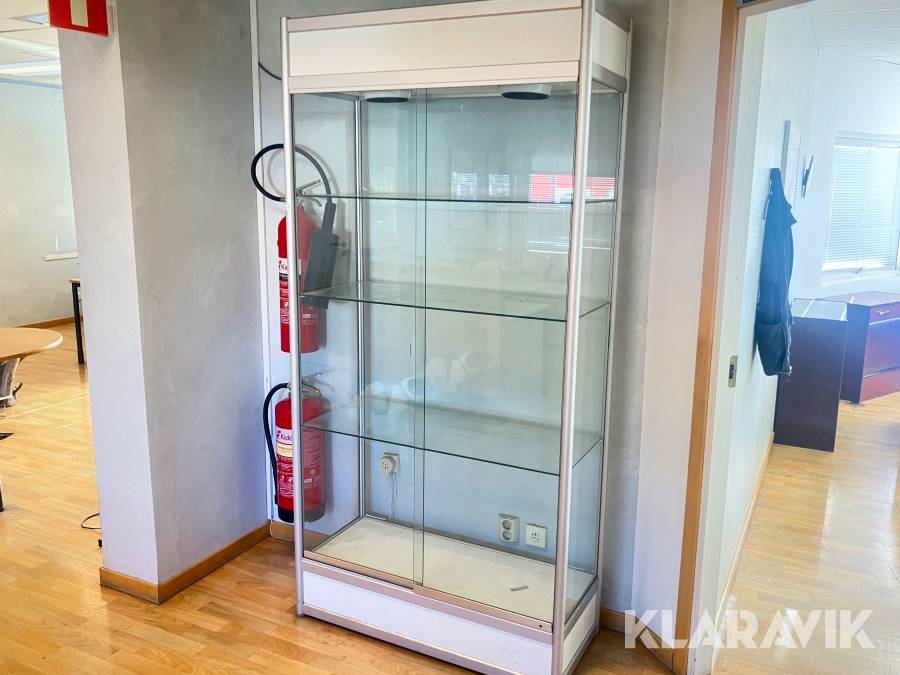 Vitrinskåp/bokhylla i glas med integrerad belysning