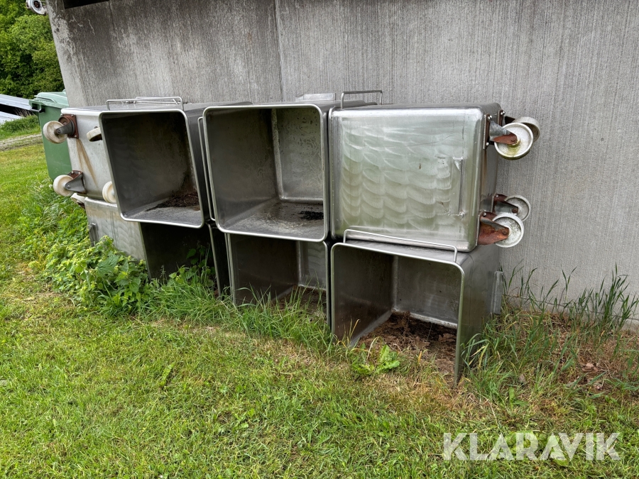 Rostfria kärl på hjul, 8 st